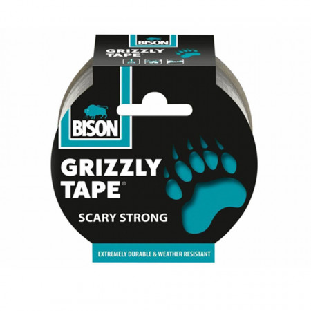 Banda adeziva texturata argintie tip Power Tape Grizzly 48mm x 10m, BISON