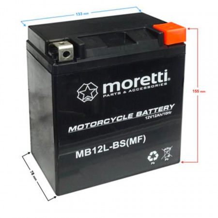 Baterie moto AGM MORETTI MB12L-BS 12V-12Ah