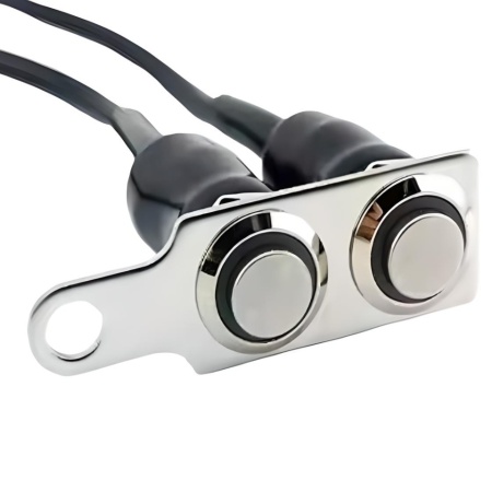 Intrerupator moto/ATV cu 2 butoane push on/off cu retinere, carcasa metalica, prindere prin surub