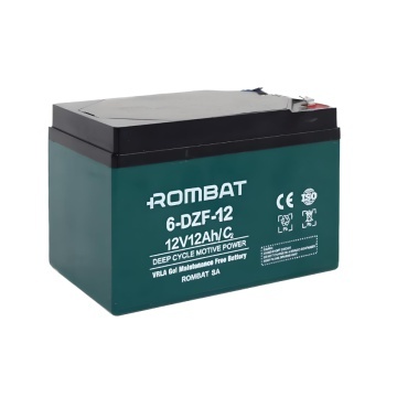 Baterie semitractiune ROMBAT, cu gel, pentru scutere si tricicluri electrice 6DZF12 (12V- 12Ah) - cu borne papuc tip F2