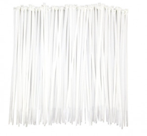 Coliere de strangere din plastic tip soricei 3 x 60 mm, set 100 bucati, albe - Img 1