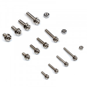 Suruburi inox cu cap bombat, in cruce, cu saibe si piulite, M3M4M5, set 360 bucati - Img 3