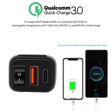 Alimentator moto rapid cu voltmetru, prize USB 3.0,Type C 3.0 si intreruaptor ON/OFF - Img 2