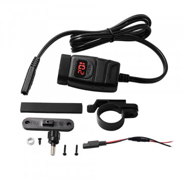 Alimentator moto/auto rapid cu voltmetru si 2 prize USB 3.0 si intreruaptor ON/OFF - Img 2