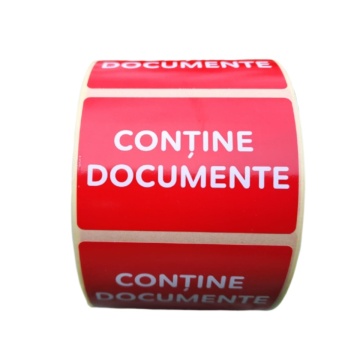 Rola 1000 bucati etichete autoadezive 60x40mm "Contine documente" - Img 2