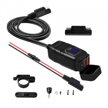 Alimentator moto/auto rapid cu voltmetru si 2 prize USB 3.0 si intreruaptor ON/OFF - Img 3