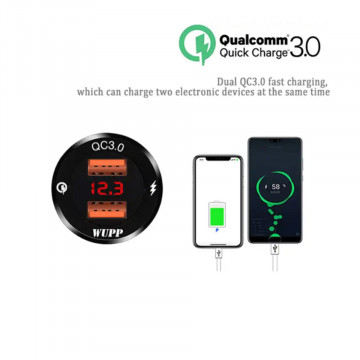 Alimentator moto rapid cu voltmetru si 2 prize USB 3.0 si intreruaptor ON/OFF - Img 3