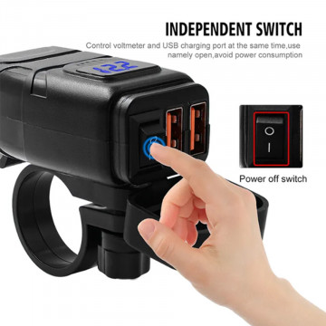 Alimentator moto/auto rapid cu voltmetru si 2 prize USB 3.0 si intreruaptor ON/OFF - Img 5