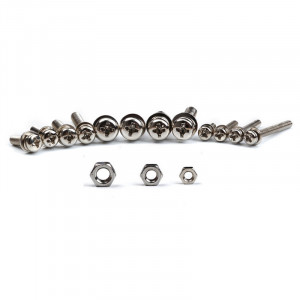 Suruburi inox cu cap bombat, in cruce, cu saibe si piulite, M3M4M5, set 360 bucati - Img 2