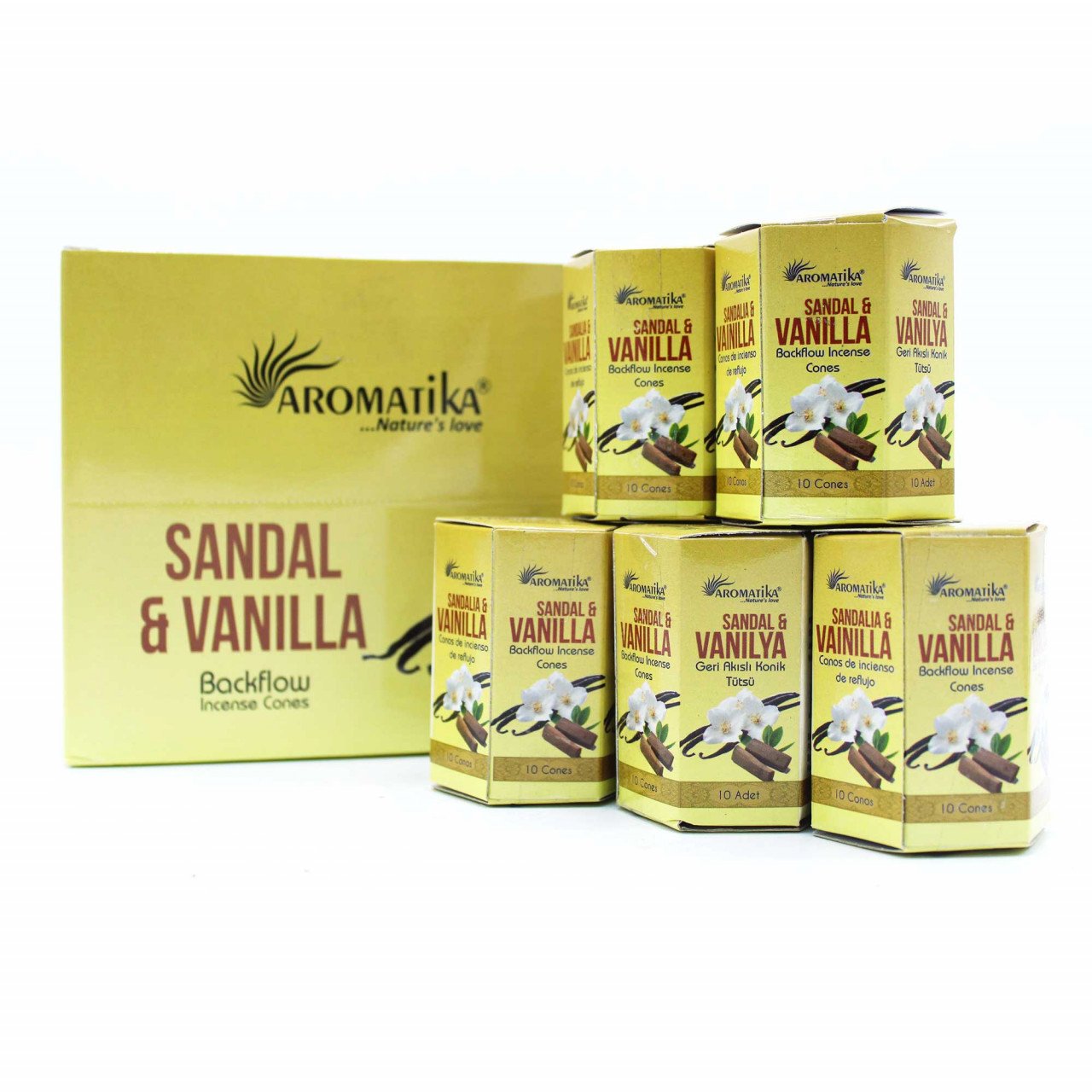 Conuri Parfumate Masala Backflow - Lemn de Santal și Vanilie - 1 | YEO