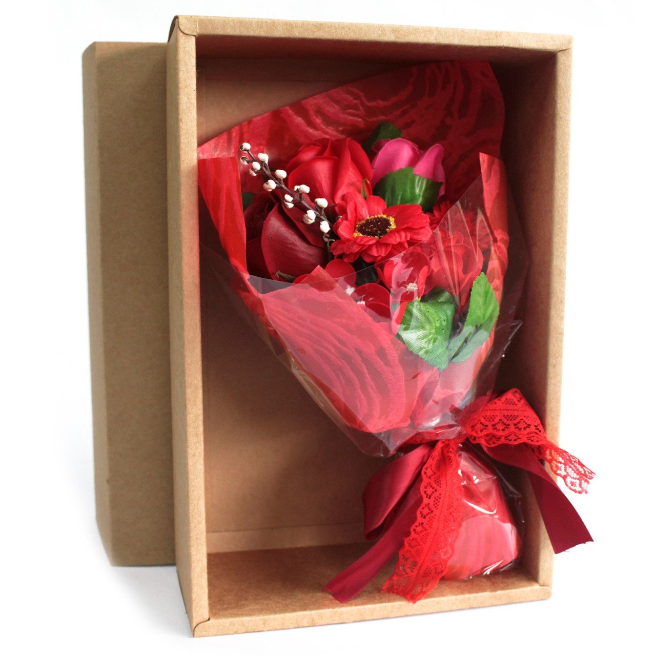 Buchet de Flori de Sapun in Cutie - Rosu - 1 | YEO