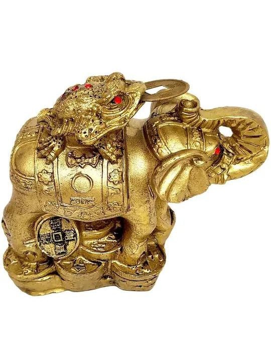 Statueta Elefant cu Broasca raioasa Feng Shui - Noroc