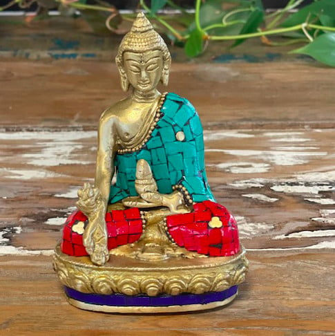 Figurină Buddha din Alamă - Mâinile în Jos - 11.5 cm - 2 | YEO