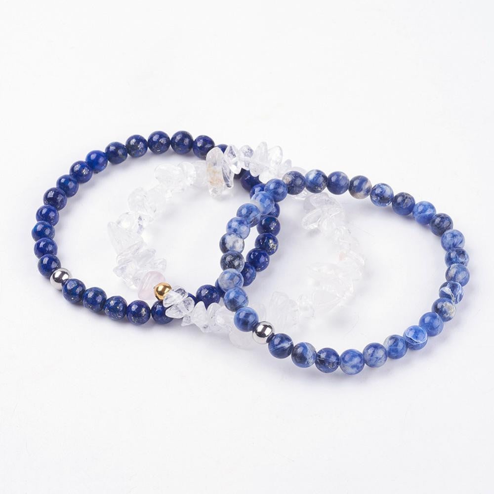 Set 3 bratari Lapis Lazuli, Cuart, Sodalit - Purificare, curatare, intuitie - 1 | YEO