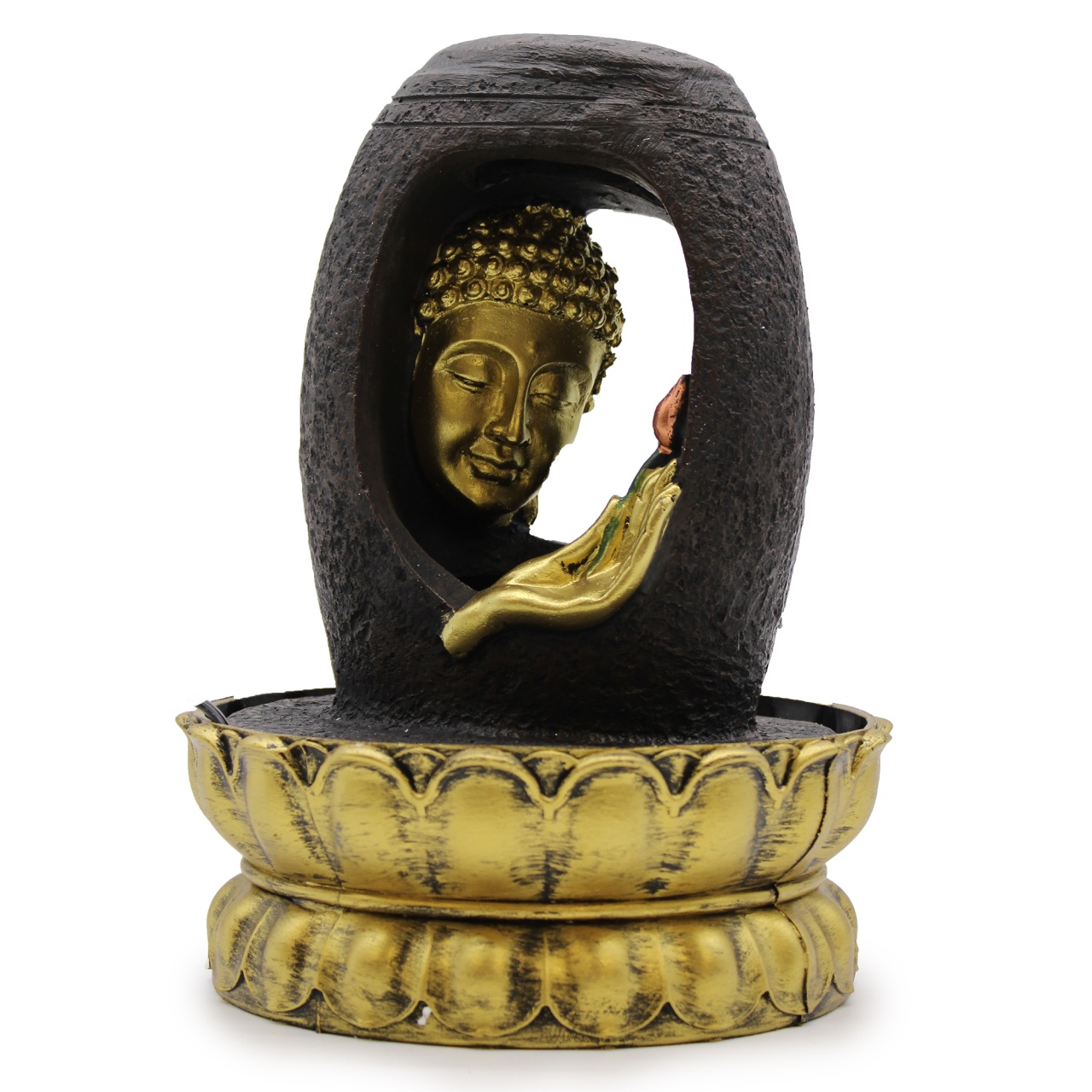 Fantana arteziana pentru interior - 30cm - Buddha Auriu si Vitarka Mudra