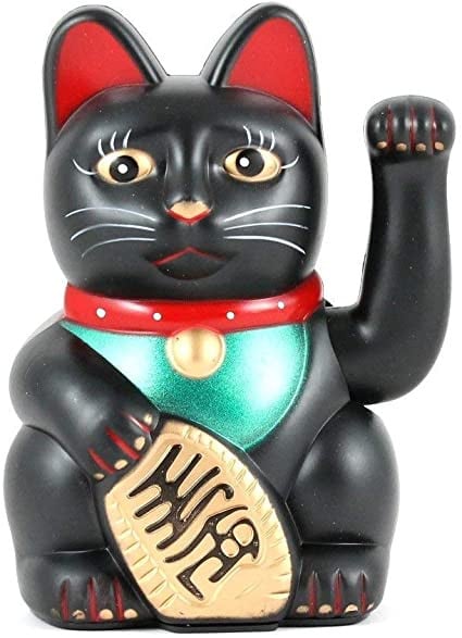 Statueta Fengshui Pisica - Black Money Cat - 15cm