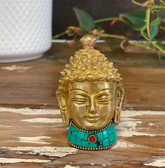 Figurină Buddha din Alamă - Cap Mediu - 8 cm - 2 | YEO