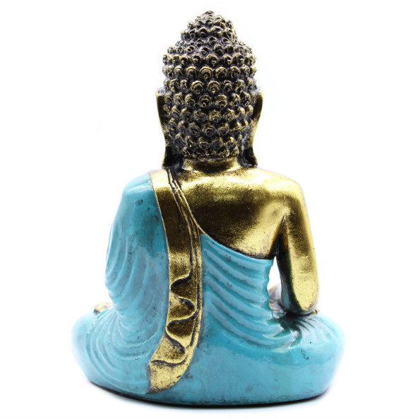 Statueta Buddha Albastru - Auriu - Mare - 2 | YEO