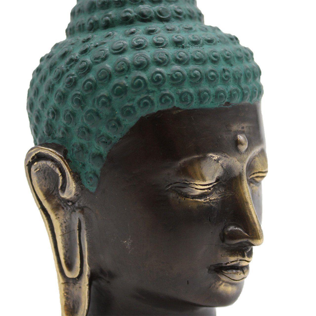 Statueta Cap Mare de Buddha din Alama Antica - 3 | YEO