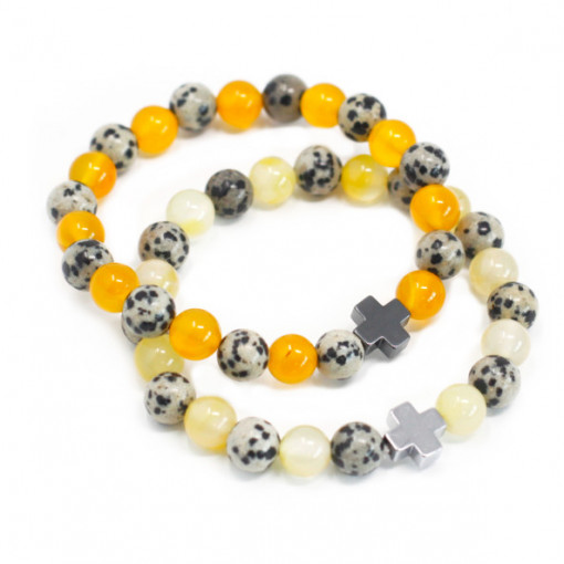 Set bratari cristale - Protectie - Jasp dalmatian si Agat Galben