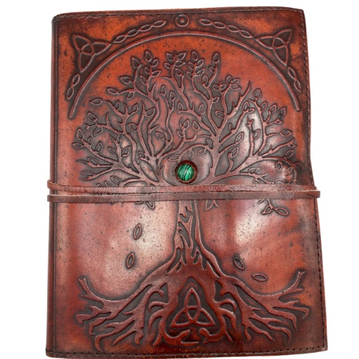Agenda din piele – Arborele Vietii – 160 pagini liniate cu inchidere tip infasurare si piatra decorativa (20x16x2 cm)