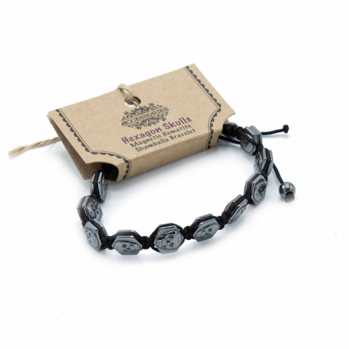 Bratara Shamballa din Hematit Magnetic - Cranii Hexagonale - Echilibru