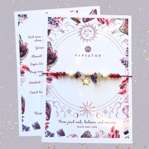 Bratara zodii cu pietre semipretioase naturale pentru Zodia Varsator – Inovatie, Independenta si Creativitate