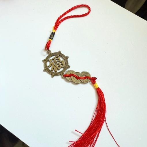 Amuleta Feng Shui cu simbol protector si monede - Protectie accidente si noroc