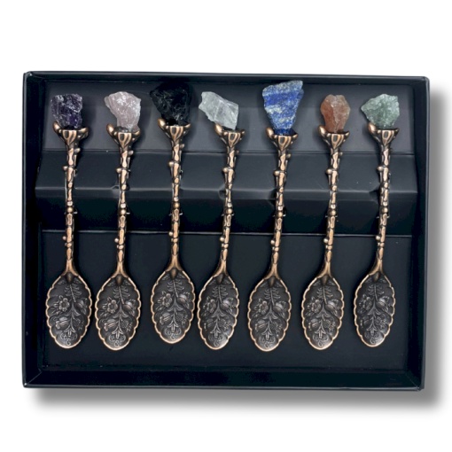 Set de 7 Linguri Magice din Bronz cu Pietre Semipretioase