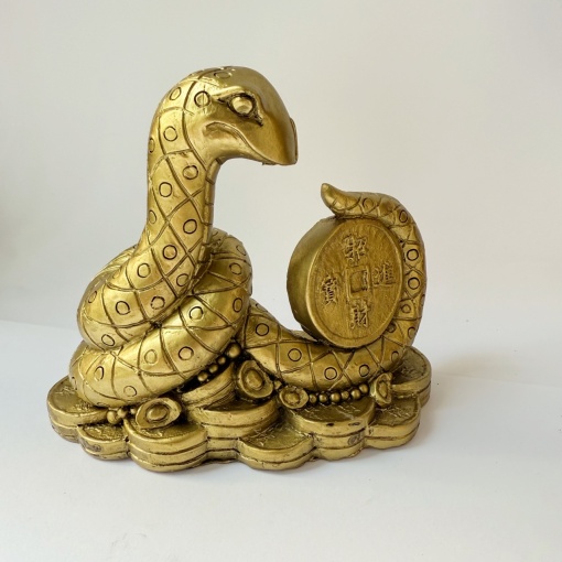Statueta Feng Shui Sarpe cu monede - 14cm - – Putere, Transformare si Abundenta