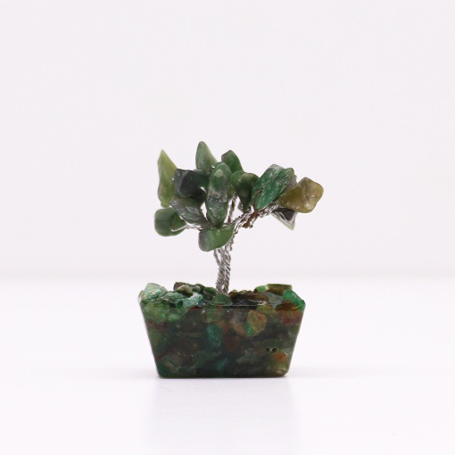 Mini Arbore cu cristale pe suport de orgonit - Aventurin Verde (15 pietre) - Noroc