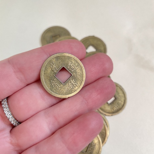 Moneda Feng Shui / Banut Norocos - Bronz, 23mm 🍀✨- Bronz