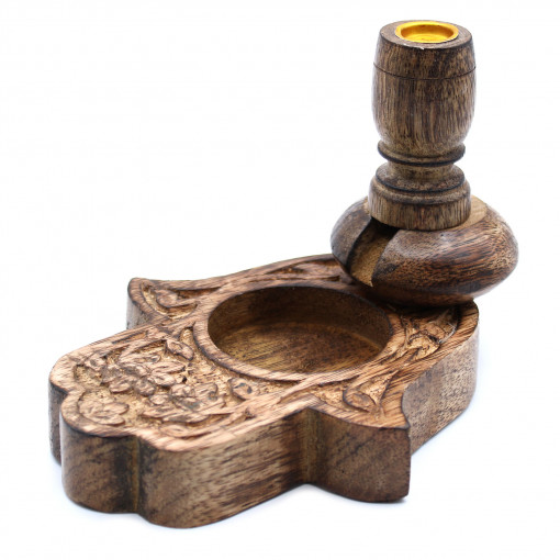 Suport pentru Conuri Parfumate backflow - Lemn de Mango - Mic - Hamsa