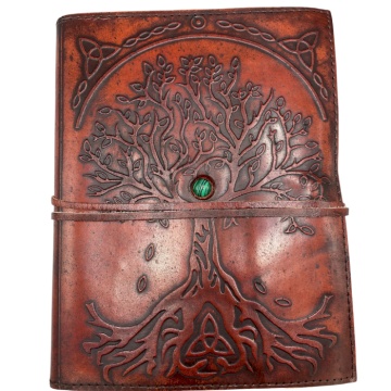 Agenda din piele – Arborele Vietii – 160 pagini liniate cu inchidere tip infasurare si piatra decorativa (20x16x2 cm)