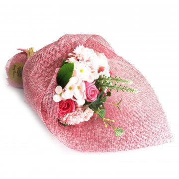 buchet flori de sapun roz