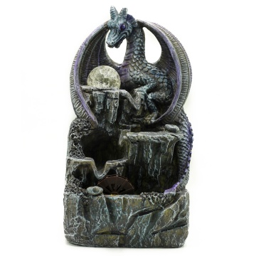 Fantana arteziana pentru interior - 35cm - Dragon Violet, Glob de Cristal si Roata de Apa