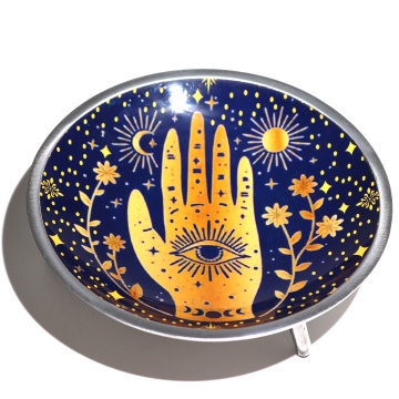 Bol pentru Ritualuri cu Trei Picioare, emailat - Hamsa Albastru Inchis