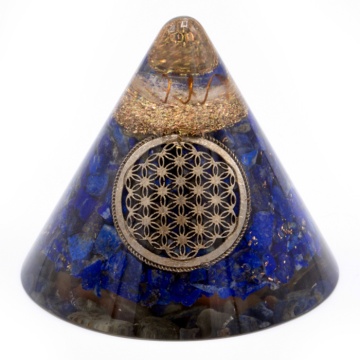 Con Orgonit - Floarea Vietii si Lapis Lazuli - Cristal Inserat - 90 mm