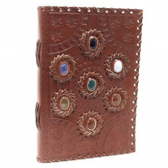 Jurnal Agenda Mica De Piele 22x15,5 cm- Cristale 7 Chakre (200 pagini)