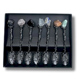 Set de 7 Linguri Magice cu Pietre Semipretioase - Argintiu inchis