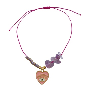 Bratara cristale - Ametist - simbol Evil Eye - Liniste si protectie - Img 1