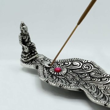 Suport Lung Buddha din Aluminiu Lucios pentru Betisoare Parfumate - 20cm - Img 3