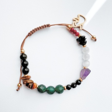 Bratara cu mix de cristale energetice si charm Inger - Protectie de energii negative