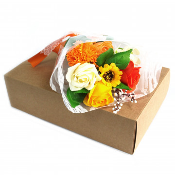 buchet flori de sapun in cutie