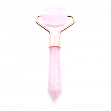 Mini Roller facial pentru masaj cu cristale de Cuart Roz