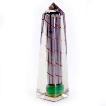 Obelisc Orgonit Power Point cu cristal de Aventurin Verde - 110x30 mm