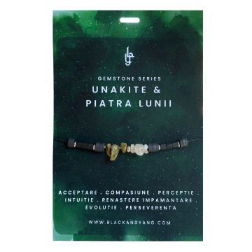 Bratara cristale naturale - Piatra Lunii si Unakite - Echilibru si Armonie