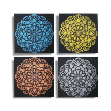 Set 4 Tablouri Mandala Detaliu Brocart 30x30cm