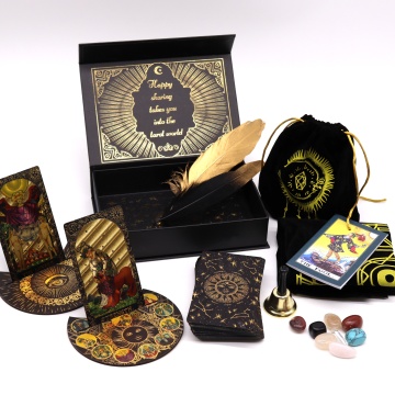 Set Cadou Carti de Tarot Lux in Cutie - Cu clopotel si Pietre Semipretioase - 78 Carti