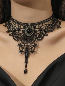 Choker negru gotic victorian